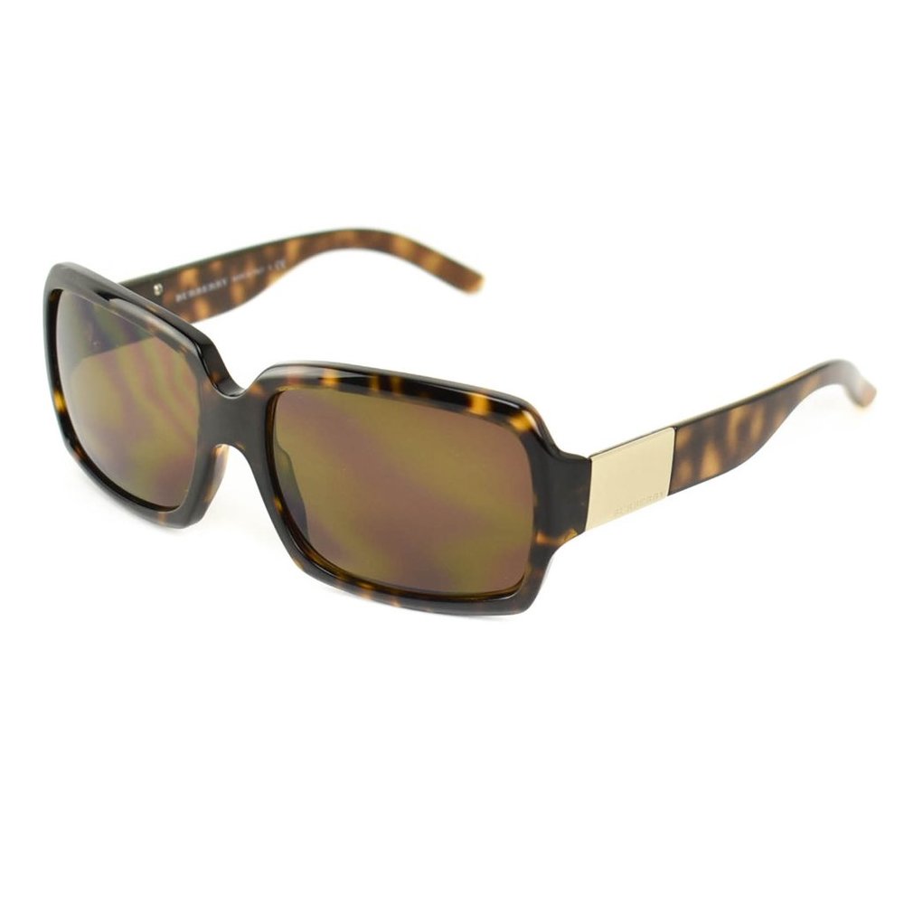 BURBERRY: Tortoise Brown & Gold Logo Sunglasses qv